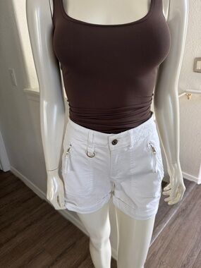 White House Black Market White Cargo Roll-Cuff Shorts